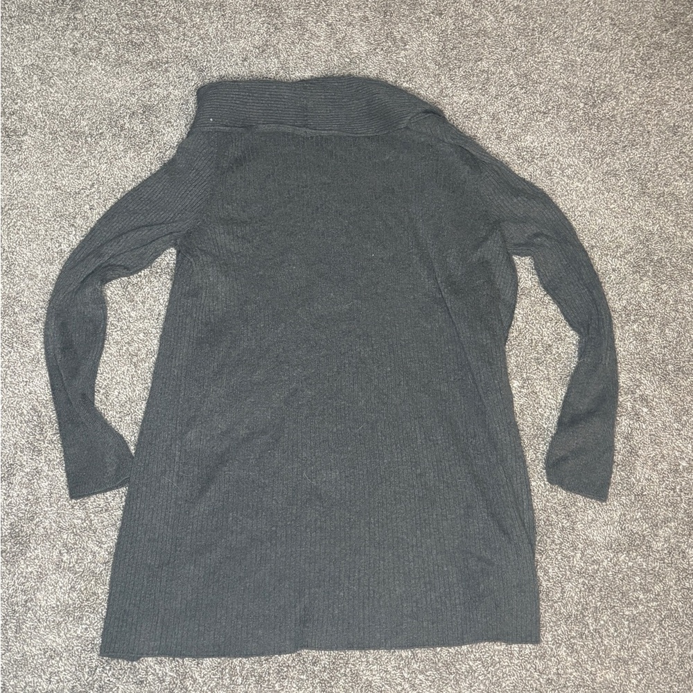 Grey Ribbed Open Front Cardigan - Picture 2 of 4